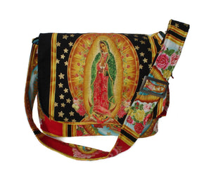 Black Guadalupe Virgin Mary Messenger Bag