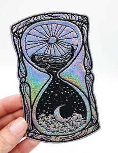 Sun & Moon Hourglass Holographic Glitter Vinyl Large Patch