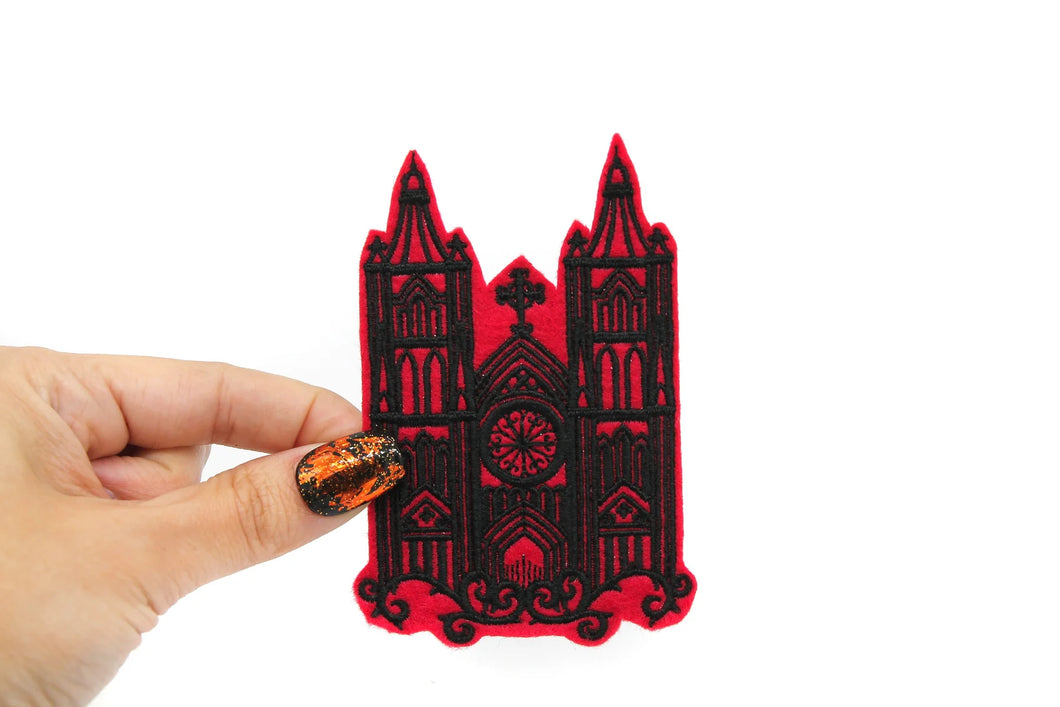 Gothic Red and Black Cathedral Embroidered Patch
