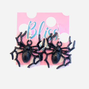 Big Black Spider Charm Earrings