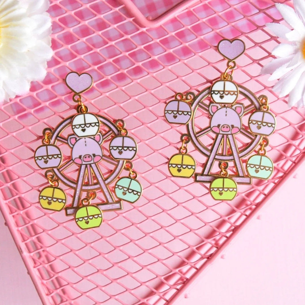 Ferris Wheel Enamel Earrings