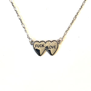 "f*ck love" Hearts Necklace