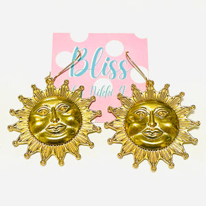 Gold Whimsigoth Sun Statement Earrings