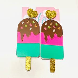 Ice Cream Cone Acrylic Statement Earrings