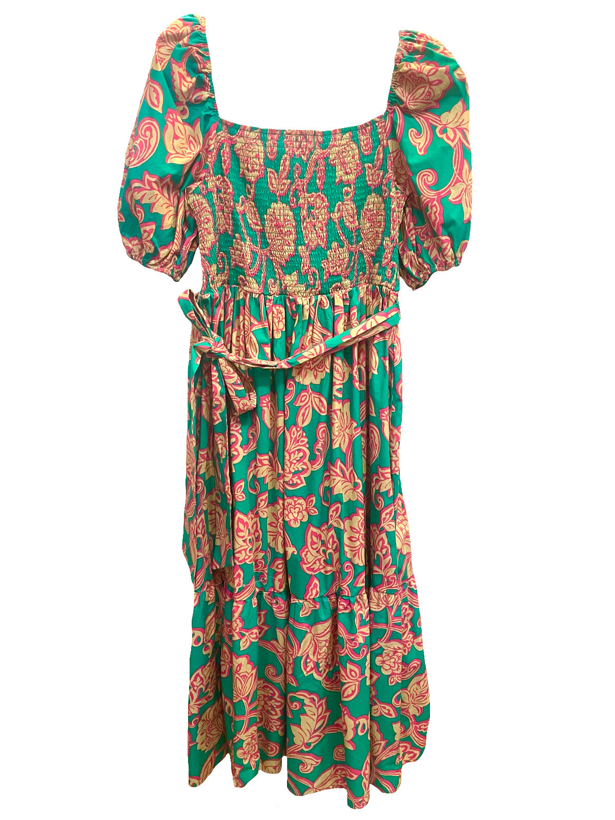 Pink and Green Floral Tropical Maxi Dress  Pink House Boutique