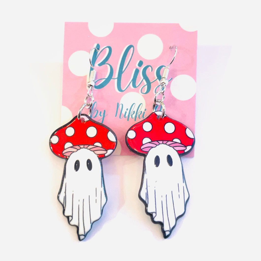 Mushroom Ghost Statement Earrings