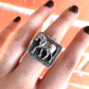 Noble Horse Square Statement Ring