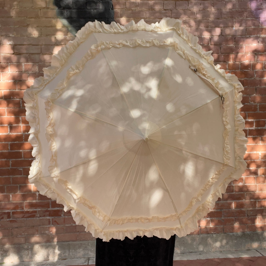 Cream Bottom Ruffle Umbrella