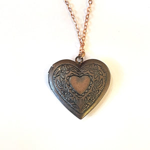 Coppery Heart Locket Necklace