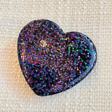 Load image into Gallery viewer, Black XL Glitter Heart Hair Clip
