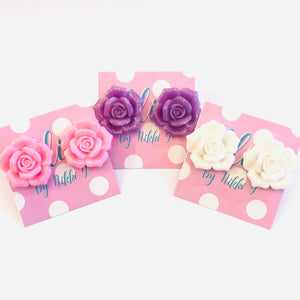 Big Glitter Rose Stud Earrings- More Styles Available!