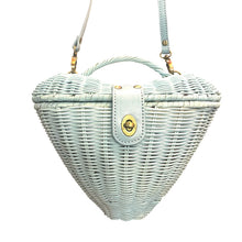 Load image into Gallery viewer, Baby Blue Heart Rattan Wicker Purse
