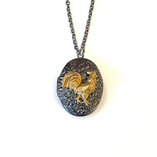 Load image into Gallery viewer, Floral Rooster Locket Necklace
