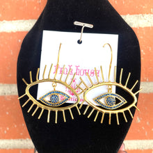 Load image into Gallery viewer, Artsy Pave Evil Eye Hook Earrings- More Styles Available!
