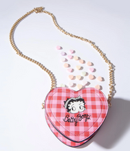 Load image into Gallery viewer, Betty Boop Red and Pink Plaid Heart Mini Handbag
