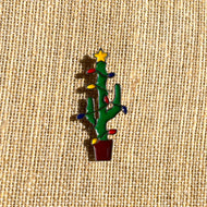 Christmas Cactus Enamel Brooch