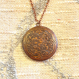 Copper Floral Round Midsize Locket