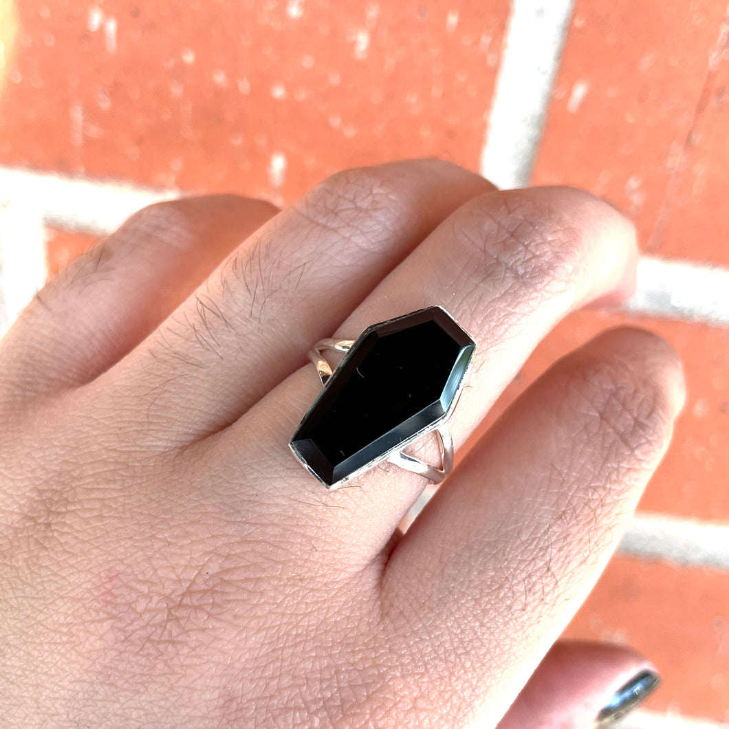 Onyx Coffin Ring