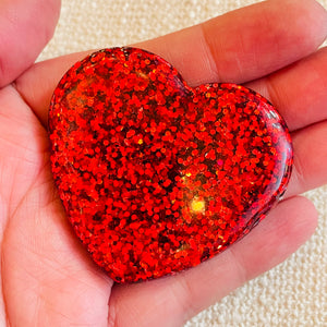 Red XL Glitter Heart Hair Clip