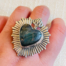 Load image into Gallery viewer, Labradorite Sacred Heart Sterling Silver Ring
