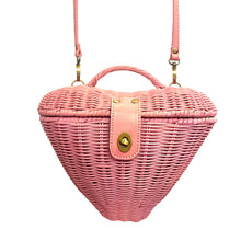 Load image into Gallery viewer, Candy Pink Heart Rattan Wicker Purse
