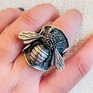 Bumble Bee Cuff Sterling Silver Ring