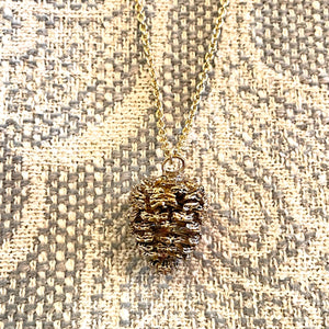 Brass Pinecone Charm Necklace
