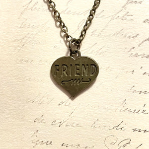 "Friend" Heart Charm Necklace