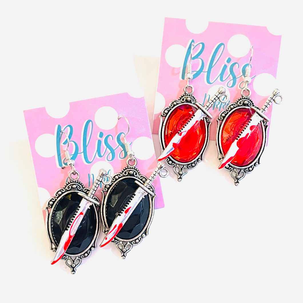 Bloody Dagger Cameo Statement Earrings- More Styles Available!