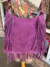 Load image into Gallery viewer, Orchid Leather Beaded Fringe Purse
