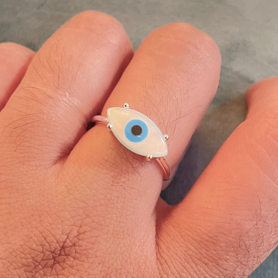 Mother of Pearl Evil Eye Ring