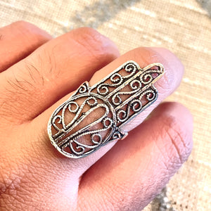 Filigree Hamsa Hand Ring