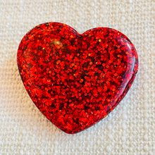 Load image into Gallery viewer, Red XL Glitter Heart Hair Clip
