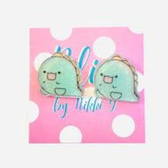 Chibi Glitter Dino Friend Stud Earrings