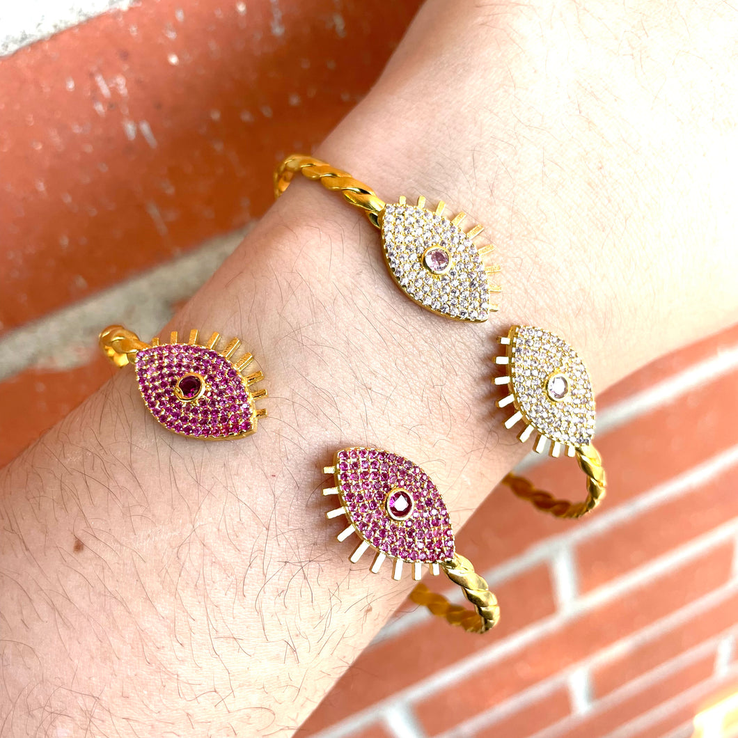 Pave Evil Eye Bangle Bracelet- More Styles Available!