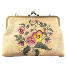 Load image into Gallery viewer, Pansy Floral Kisslock Handbag
