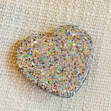 Load image into Gallery viewer, Silver XL Glitter Heart Hair Clip
