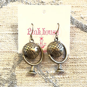 Spinning Globe Charm Earrings