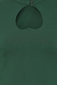 Green Teardrop Collar Button Top