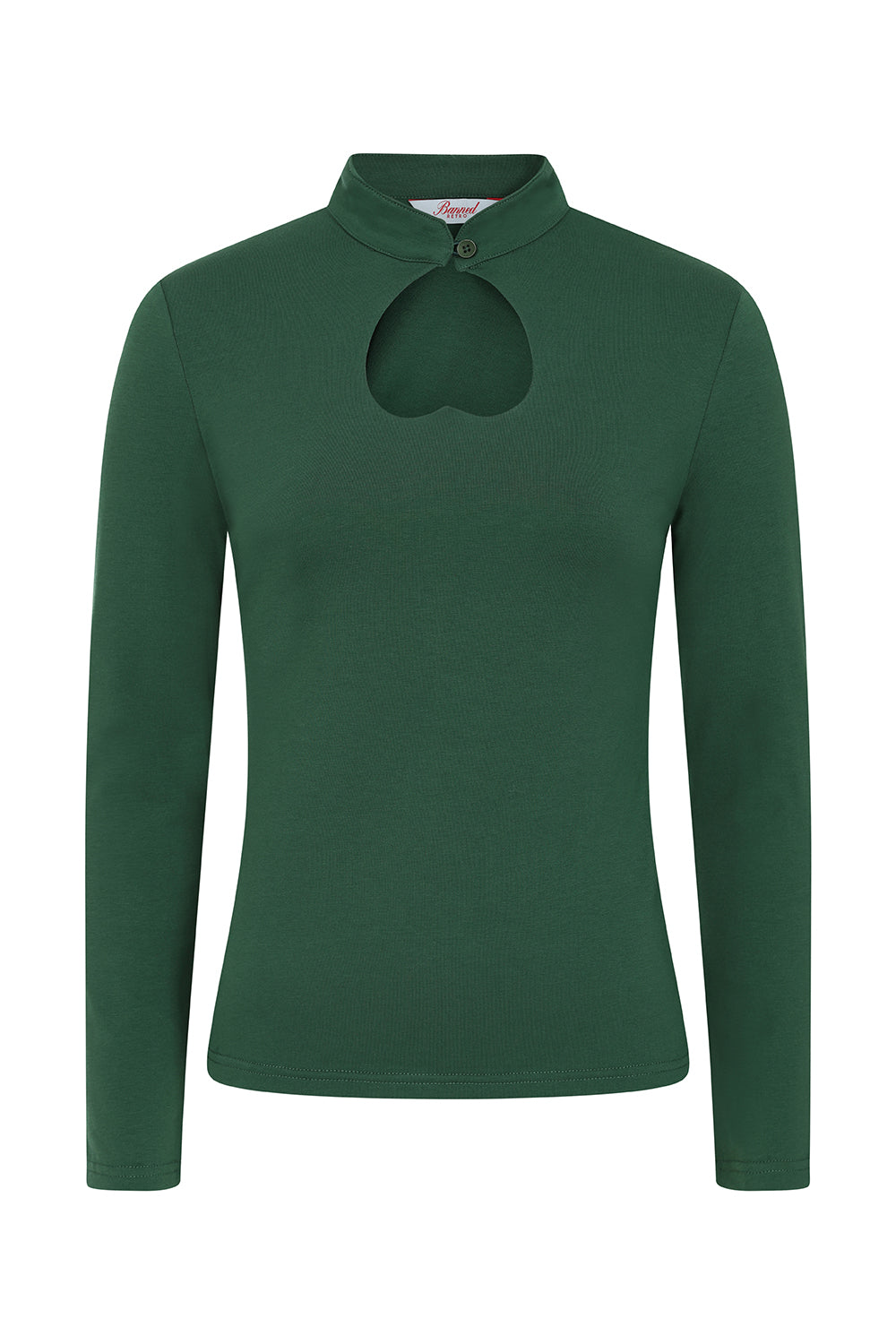 Green Teardrop Collar Button Top