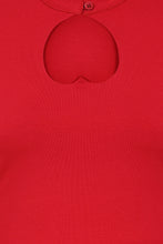 Load image into Gallery viewer, Red Teardrop Collar Button Top
