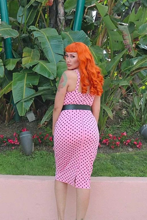 Glam Pencil Pink with Black Polka Dots Dress Pink House Boutique Glam Pencil Pink with Black Polka Dots Dress Pink House Boutique