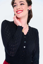 Load image into Gallery viewer, Black Knit Heart Pattern Cardigan
