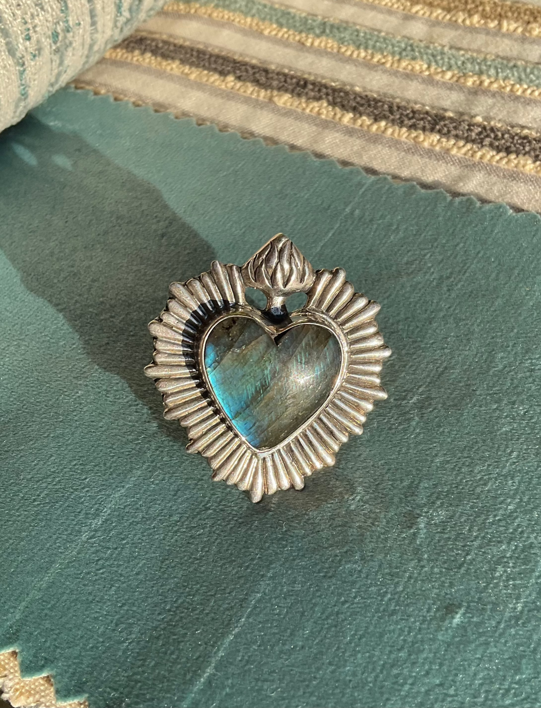 Labradorite Sacred Heart Sterling Silver Ring