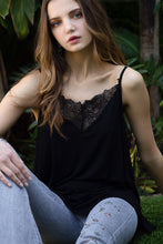 Load image into Gallery viewer, Black Lace Detail Camisole Top
