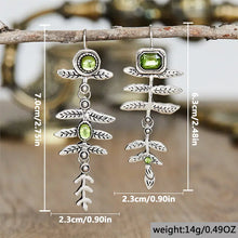 Load image into Gallery viewer, Olive Stone Organic Vintage Style Mismatch Silver Earrings
