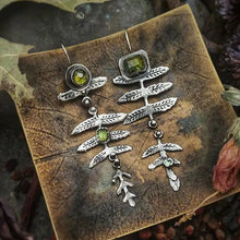 Load image into Gallery viewer, Olive Stone Organic Vintage Style Mismatch Silver Earrings
