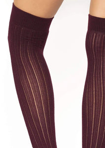 Burgundy Rib Knit Over the Knee Socks