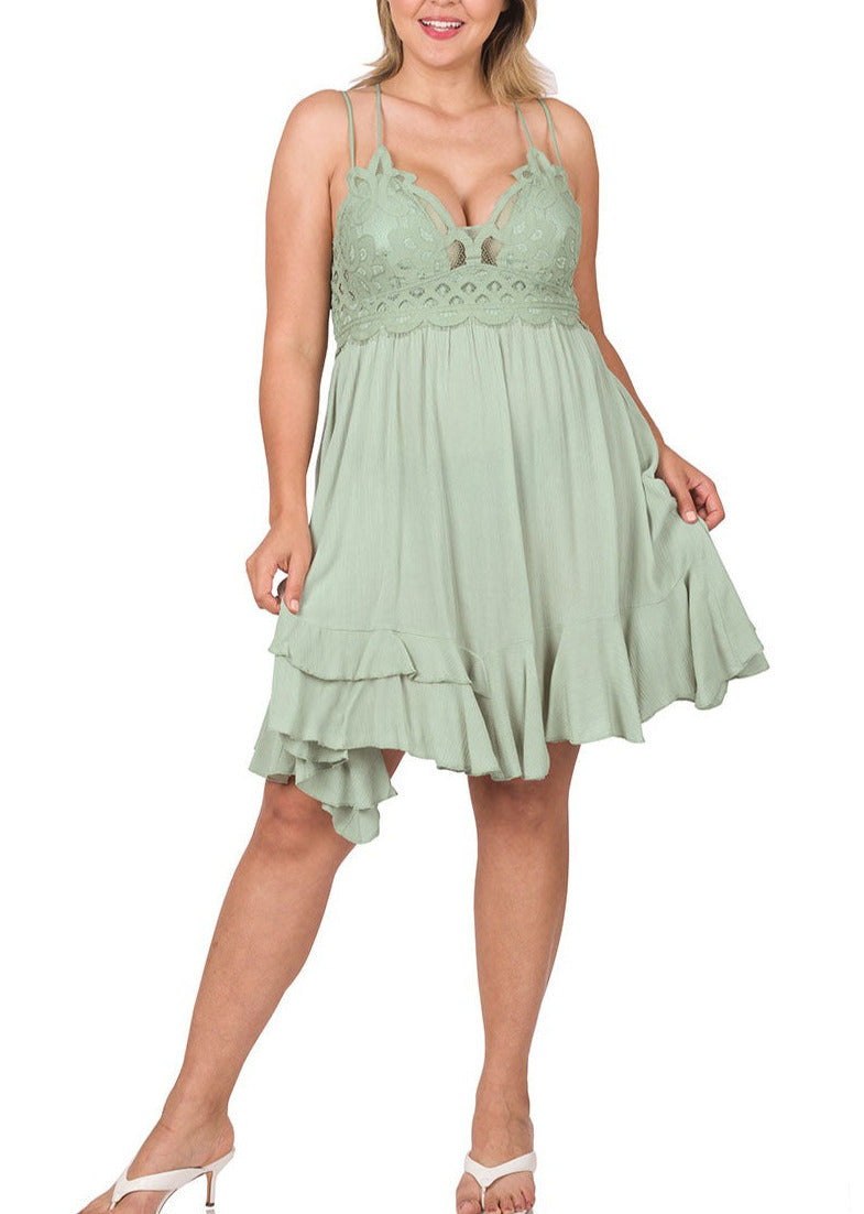 Light Sage Lace and Hanky Hem Summer Dress – Pink House Boutique
