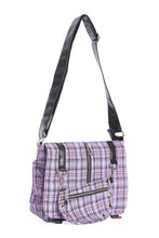 Load image into Gallery viewer, Lilac Plaid Punky Messenger Bag Purse
